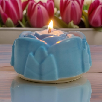 SS Enterprise organic soy wax blue rose pillar candle for home decor