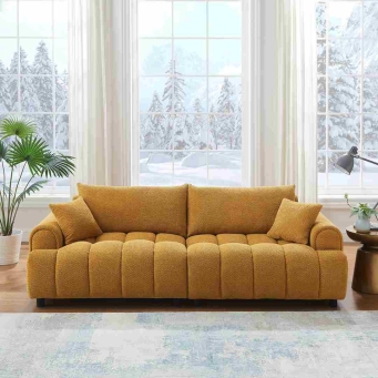 The Furnishery Perona modern cream 3 seater sofa