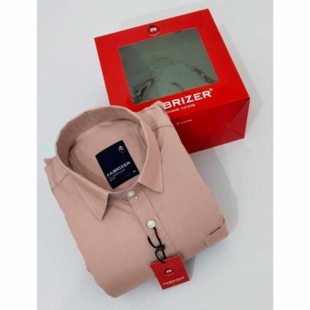 FABRIZER Men's Solid Brown Casual Shirt