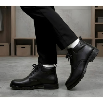 WUGO tan genuine goat leather safety boots for men