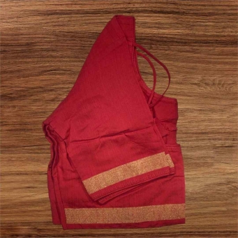 Red dupion silk saree fabric design