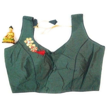 Women's green sweetheart neck blouse front view