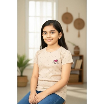 Girls luxury daily wear fawn T shirt
