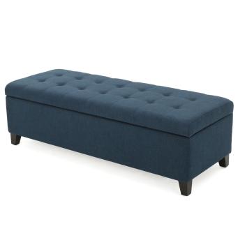 front view off green tufted ottoman bench bedroom office seating