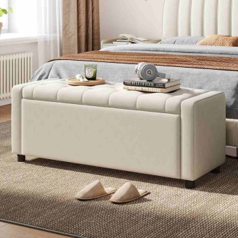 pink velvet ottoman storage bench sofa by The Furnishery