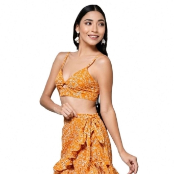 Vijay Enterprises women crepe bralette relaxed fit crop top floral print casual wear