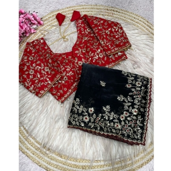 KAVISHA ENTERPRISE maroon fandy satin fabric paired with contrast blouse