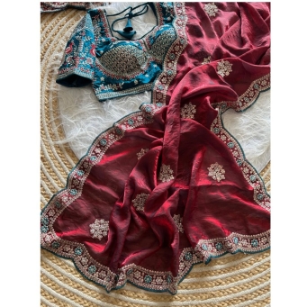 KAVISHA ENTERPRISE fancy satin saree with blouse